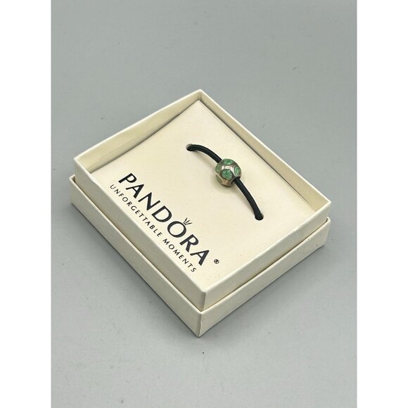 Pandora Green Enamel Hearts Sliding Bead Charm 925 Sterling Silver New Old Stock - Picture 6 of 9